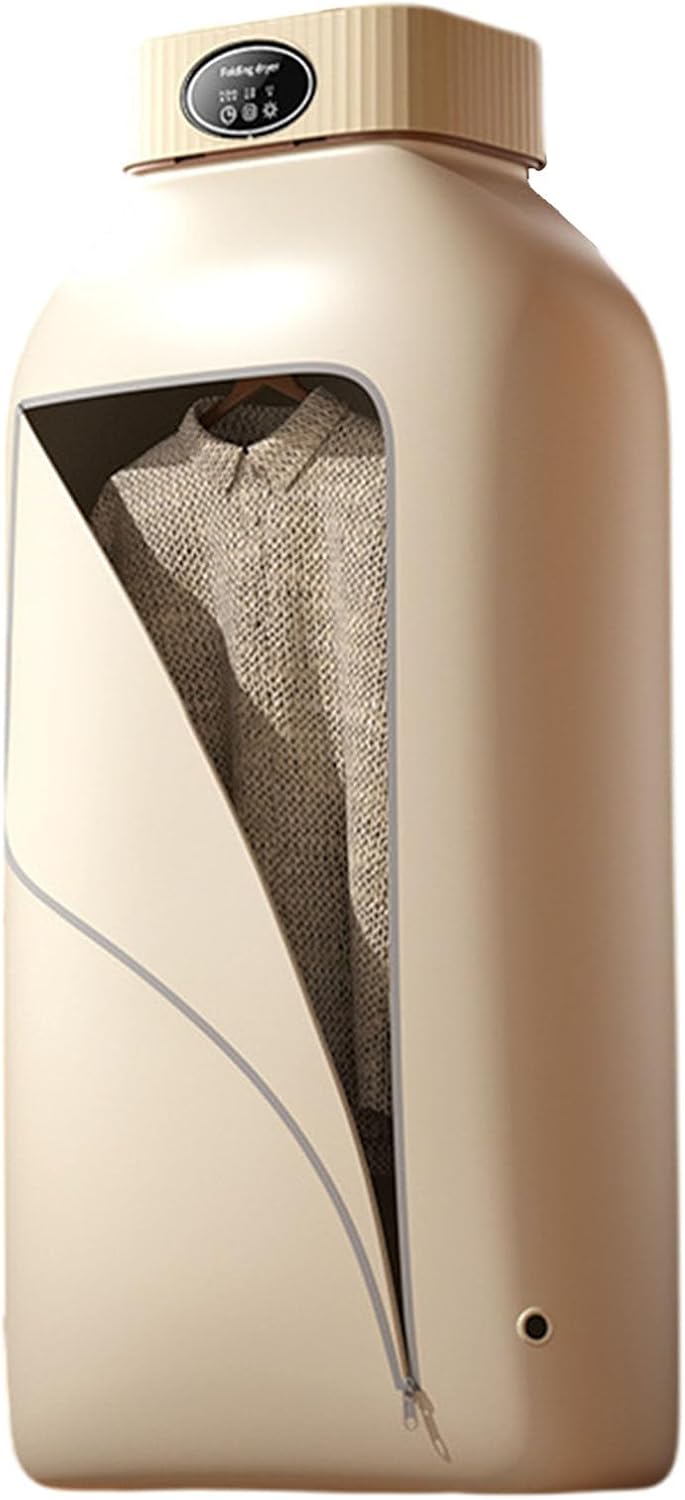 Portable Clothes Dryer, Two Gears Adjustable, 1.5m Power Cord,Foldable Electric Dryer with Dryer Bag for Hotel, Apartments, Dorms, Rvs, Vacation, Camping, Travel,Beige