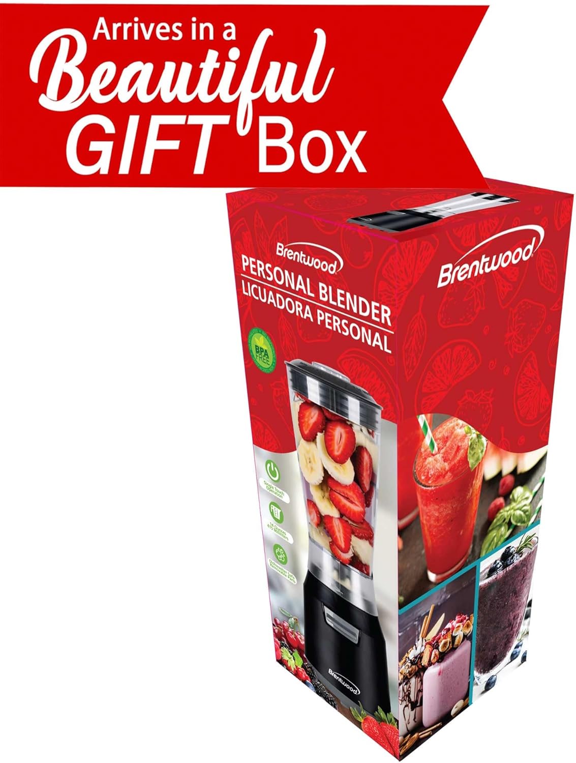 BRENTWOOD GEOJUG JB-191BK 180-Watt 14-Oz. Personal Blender (Black/Gray)