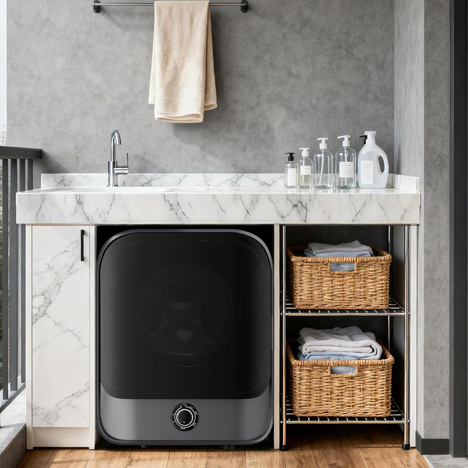 TABU Compact Washer and Dryer Combo Set,20LBS Full-Automatic Washing Machine with 10 Washing Programs & 2.6 Cu.Ft Compact Dryer with Stainless Steel Inner Tub,Grey