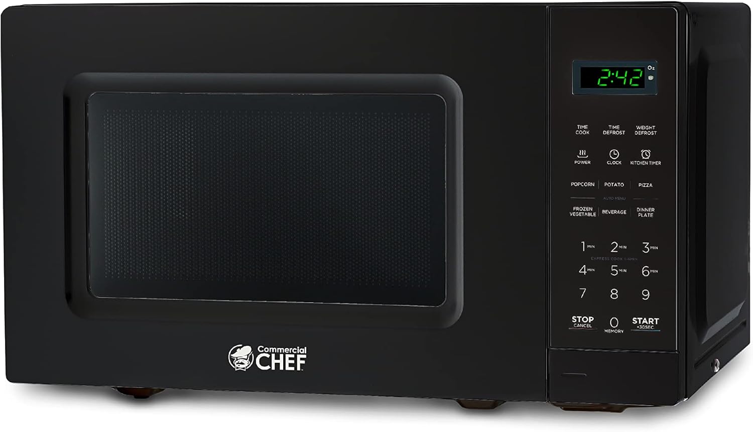 Commercial CHEF Small Microwave 0.7 Cu. Ft. Countertop with Digital Display, Black & Elite Gourmet ETO236 Personal 2 Slice Toaster Oven 15 Minute Timer