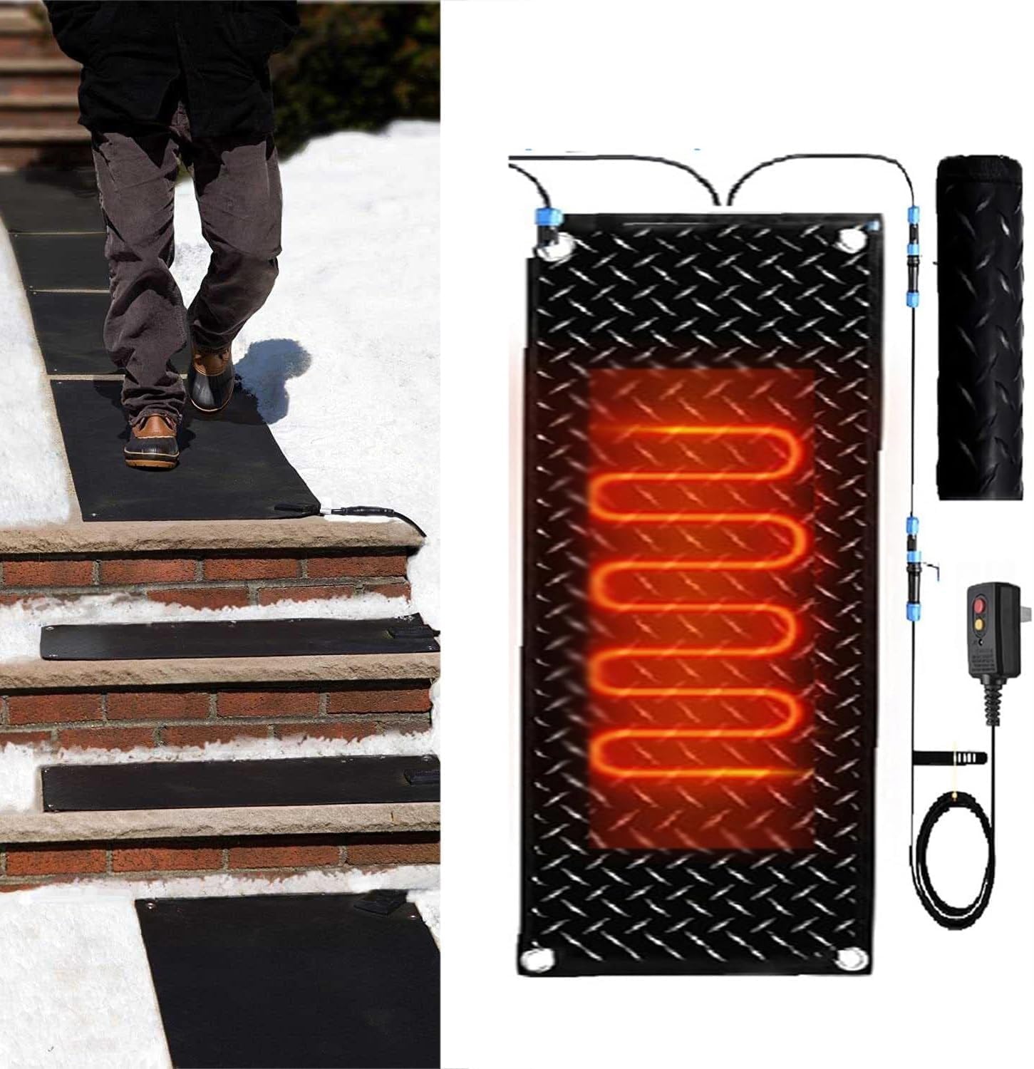 Snow Melting Mat - Heated Mat (for Winter Snow Removal), Heated Snow Melting Outdoor Mat with Power Cord, Non-slip Design for Winter Steps, Doorways, Sidewalks, Driveways, 1 pc(30x60cm/12x24in)