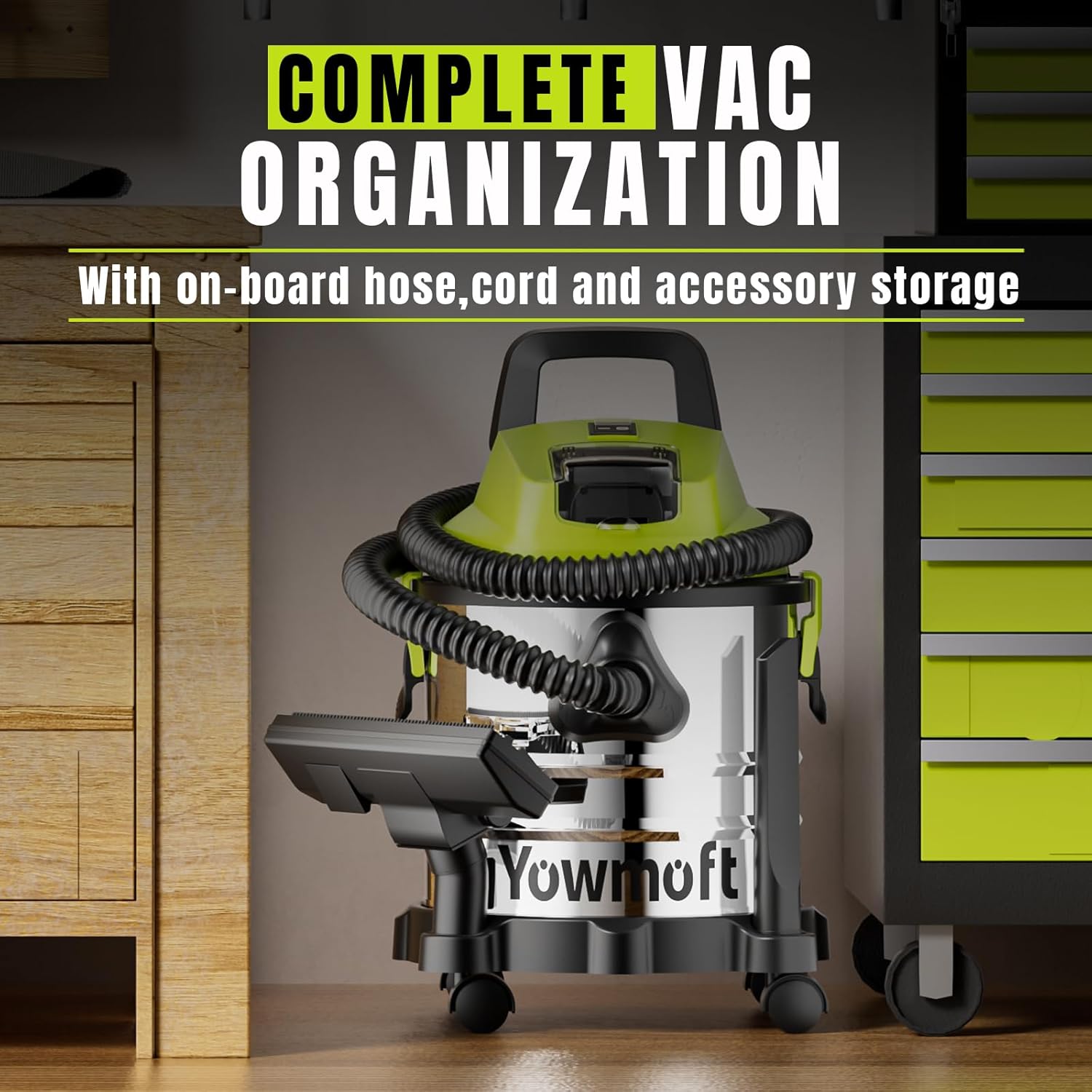 4 Gallon Cordless Shop Vac, Cordless Shop Vacuum Wet and Dry with 16 Kpa Strong Suction & Blower, Portable Shop Vacuum, Battery Powered Shop Vac for Car, Home and Garage