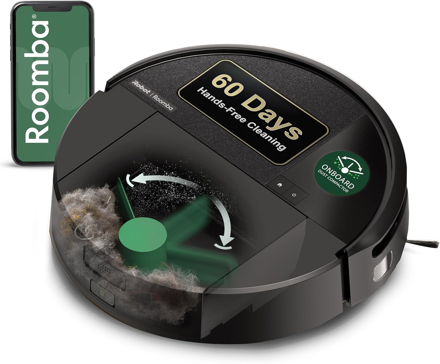 iRobot Roomba 205 DustCompactor Vac Robot Vacuum - Auto-Compacts Debris Within The Robot, No Emptying for 60 Days, Bagless, Intense Power-Lifting Suction, LiDAR Navigation, Multi-Surface Cleaning