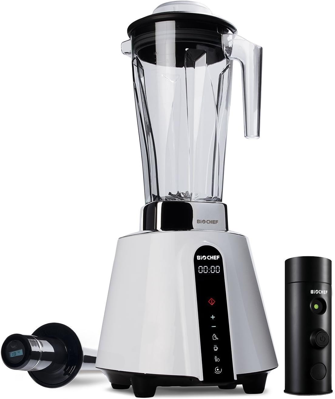 BioChef Living Food Vacuum Blender - 1680 Watt Motor, 2L BPA Free Jug - High Speed Blender with Temperature Tamper + Vacuum Blending Accessory with Vacuum Seal Bags (White)