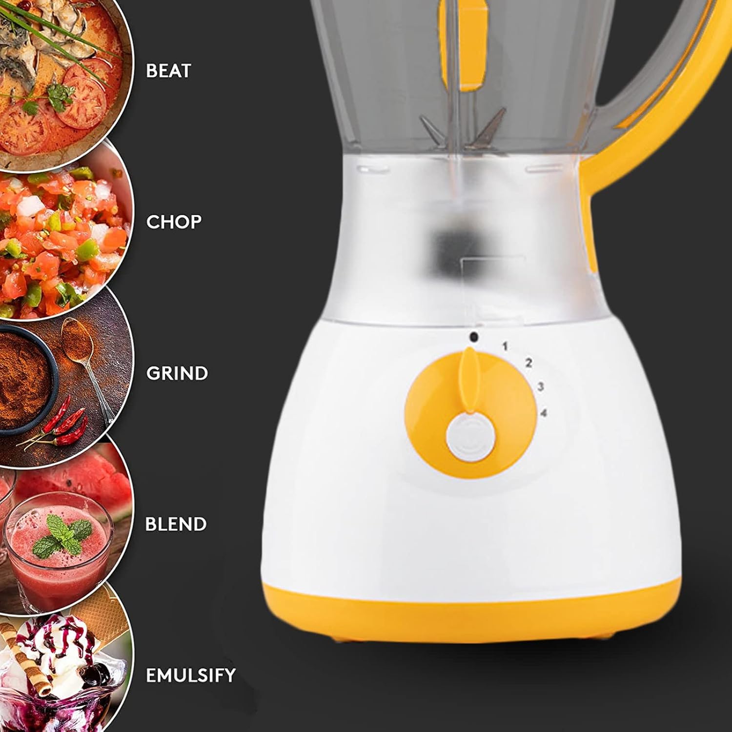 Blender Smoothie Maker, 1000W High Speed ​​Professional Smoothie Blender, Adjustable Speed, 1.5L Jar, Kitchen Professional Food Processor Blender (Yellow)