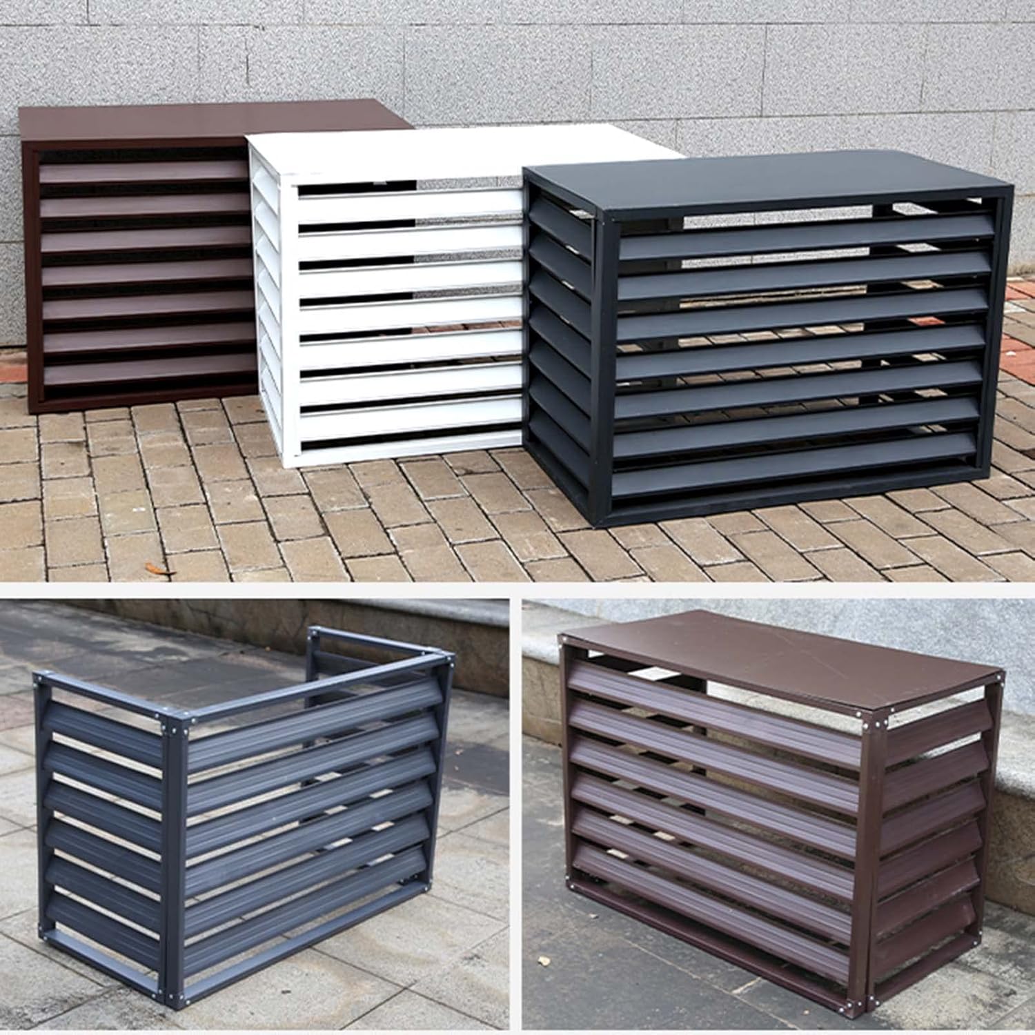 Cover for Outdoor Air Conditioning Cover Decorative Privacy Screen, Aluminum All-Weather Central Air Conditioner Protection Cover for Outside Units,freestanding Enclosure to Cover Garbage Or Ac Units
