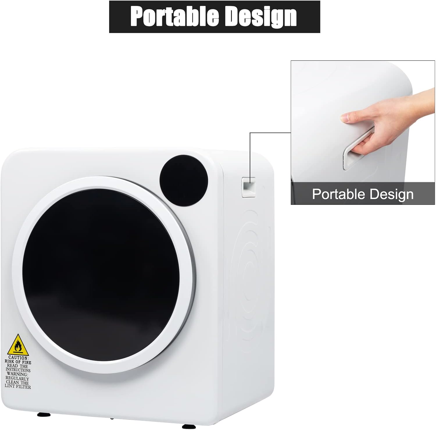 Portable Laundry Dryer, Compact Laundry Dryer for Clothes, 13.2LB Front Load Stainless Steel Clothes Dryers W/Exhaust Pipe, LCD Control Panel, 1300W For Apartment, RV, Home, Dorm