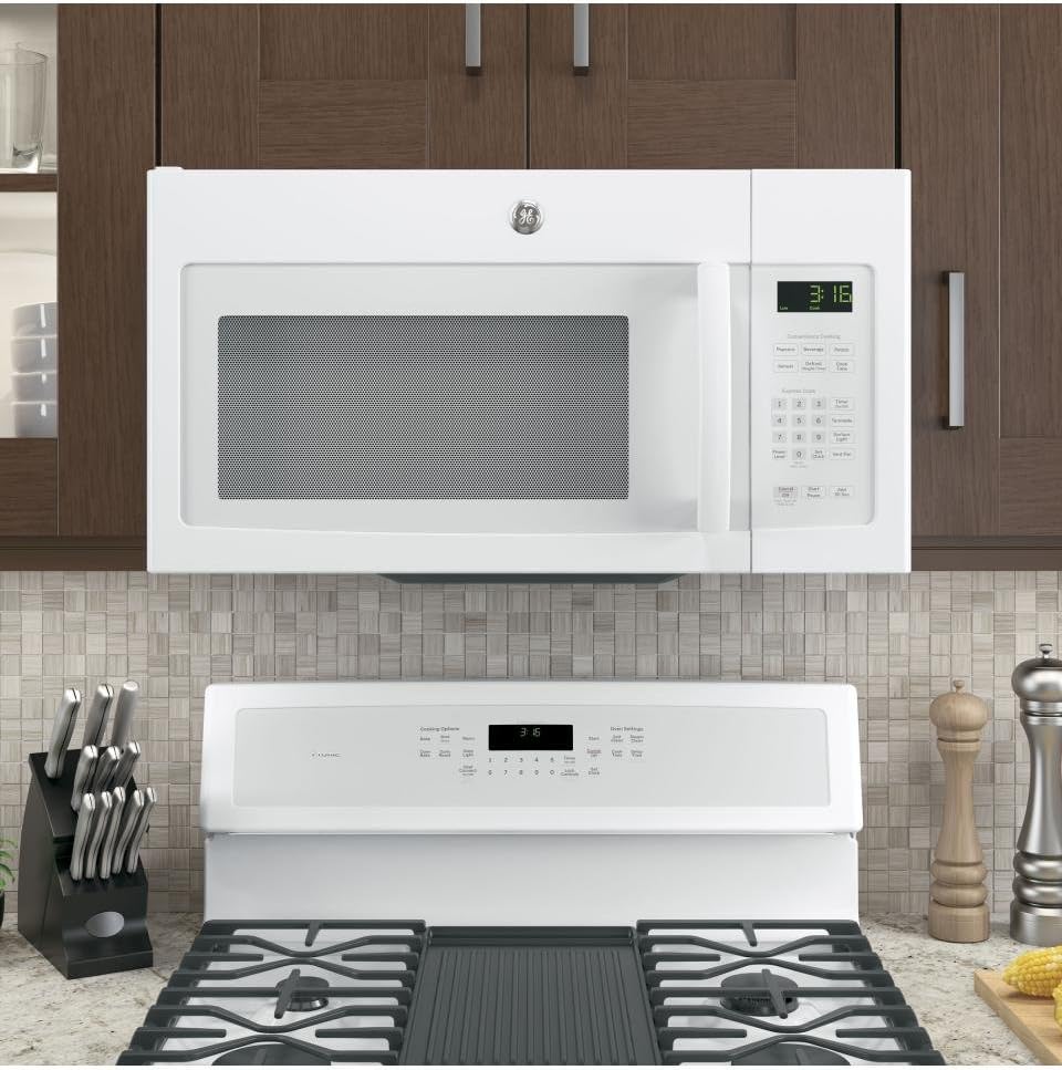GE JNM3163DJWW 1.6 Cu. Ft. White Over-the-Range Microwave