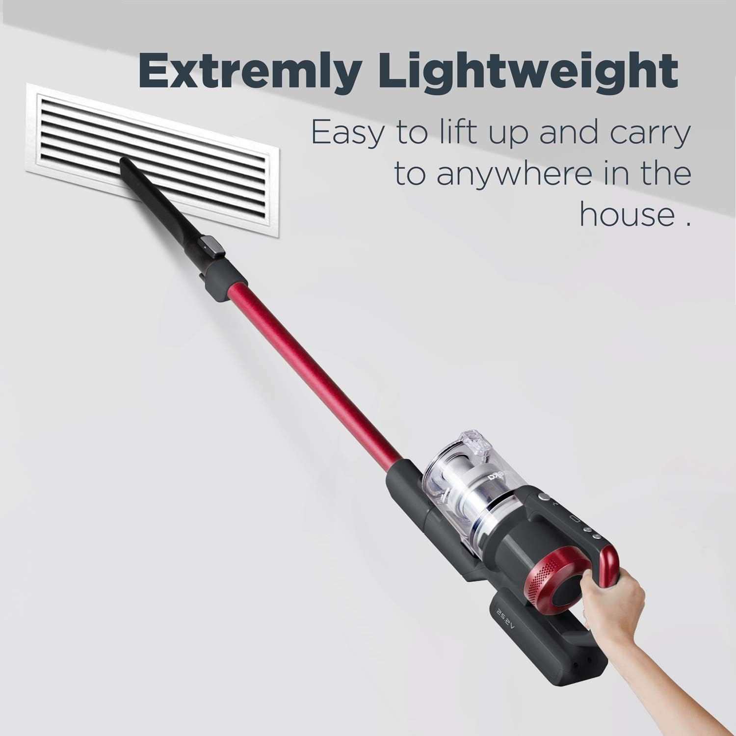 Eureka Lightweight Cordless Stick Vacuum Cleaner Convenient for Hard Floors, Rechargeable Handheld Vacuum Cleaner Portable with Powerful Motor Efficient Suction, RapidClean Pro NEC186, Rose Red