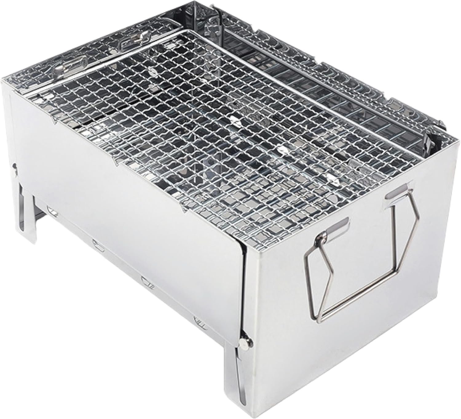 RODGERS RGOD-BBQ-STOVE Folding Barbecue Stove, Silver, 11.8 x 8.3 x 5.9 inches (30 x 21 x 15 cm), Ultra Compact Grill, Bonfire Stand, Charcoal Grill, Yakitori, Outdoor Stove, Lightweight, Easy,