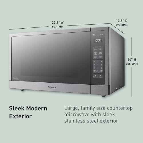 Panasonic NN-SN75LB cu.ft Cyclonic Inverter Countertop Microwave Oven 1250Watt Power with Genius Sensor Cooking, 1.6 cft, Black