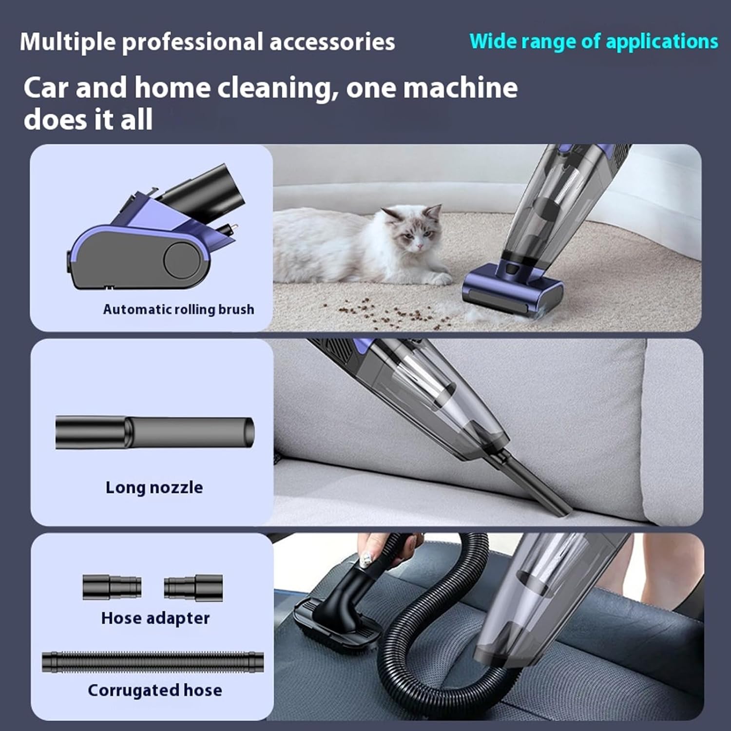 Handheld 10000Pa Strong Suction Multifunctional For Pet Hair Sofa Tile Floor Mopping Handheld