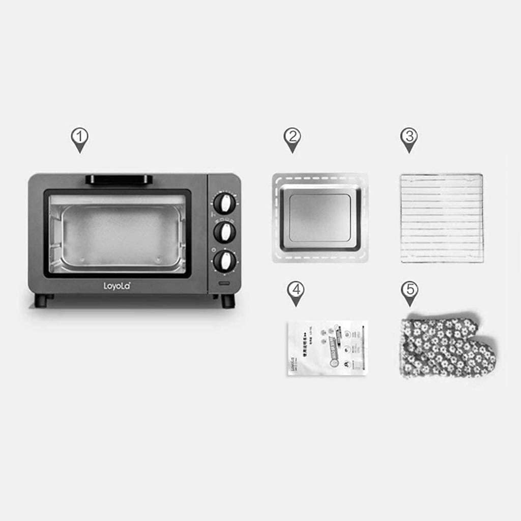 Oven Mini Oven air Fryer Oven Countertop Convection Toaster Oven Baking Pan Broil Rack Rotisserie Fork and Removable Crumb Tray Slice Oven Toaster 15L Mini Ovens Toaster Oven Air Fryer, (Color : Roj