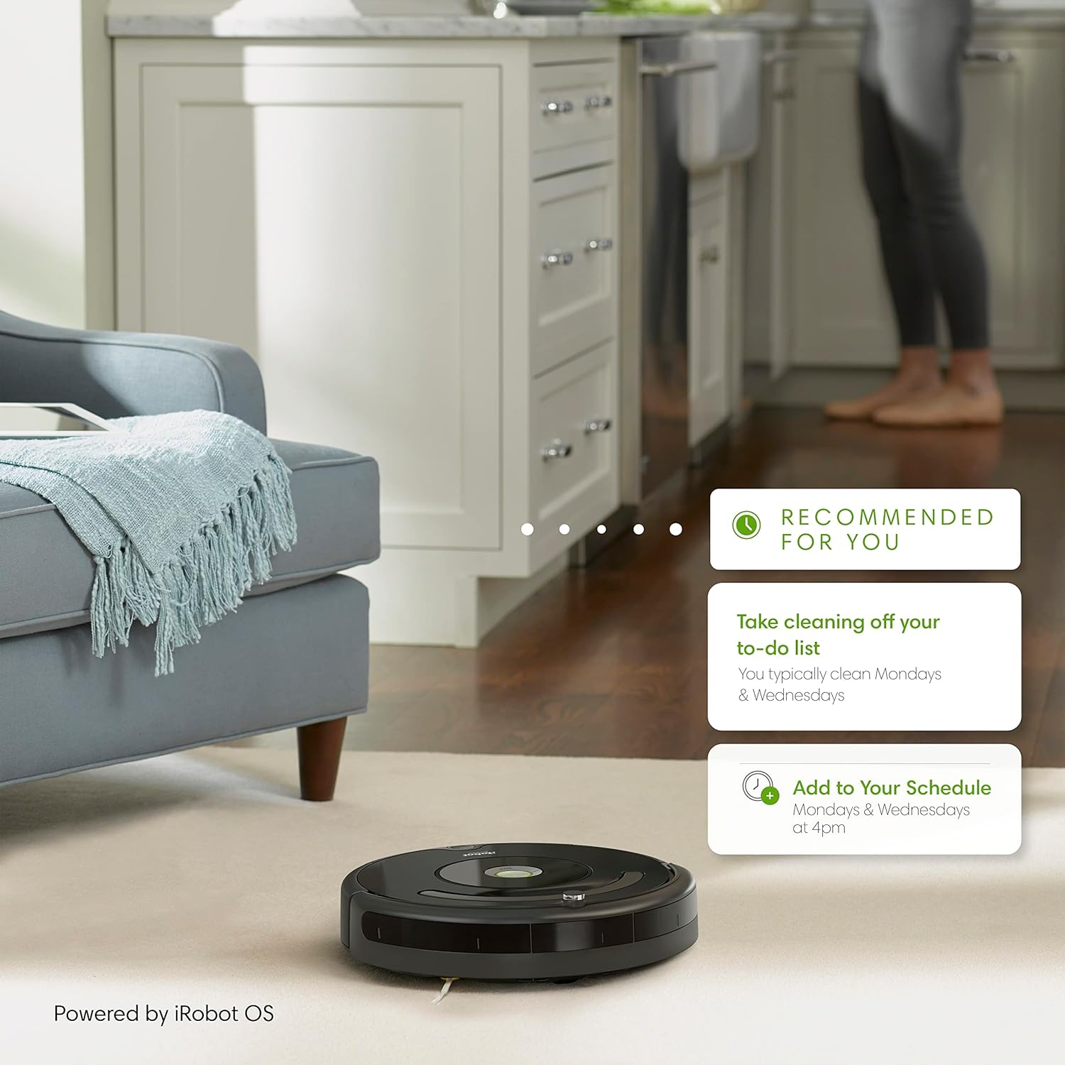 iRobot Roomba Vac Robot Vacuum (Q0120) - Easy to use, Power-Lifting Suction, Multi-Surface Cleaning, Smart Navigation Cleans in Neat Rows, Self-Charging, Alexa, 675
