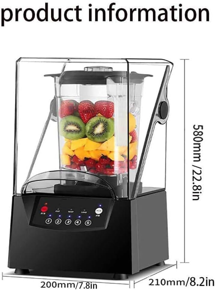 Electric Blender Smoothie Maker, 17000RPM Commercial Stand Mixer 2L Blenders with 5 Presets & Hood Soundproof, for Kitchen Food Processor for Kitchen Milk Tea Coffee Dessert Leisure Shop
