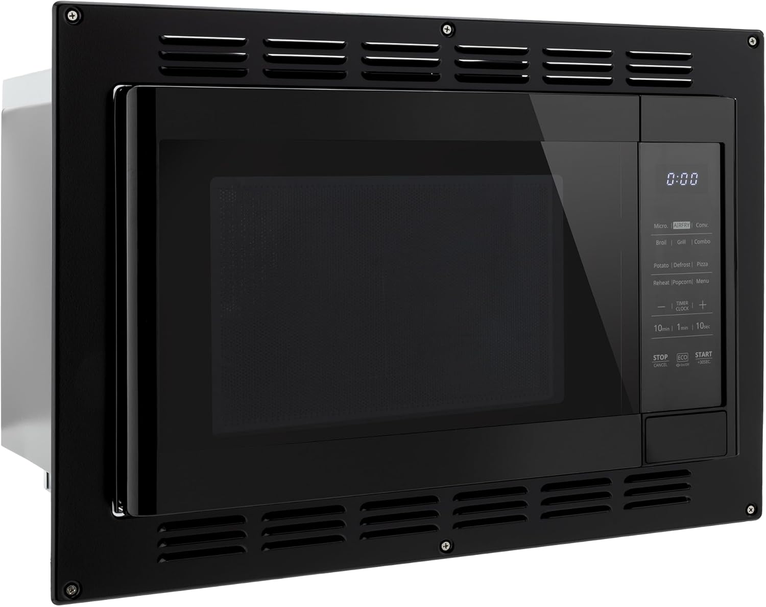 RecPro RV Kitchen Air Fryer & Convection Microwave with Trim Kit | 1.0 Cu. Ft. | 120V | 6 Cooking Modes (Black)