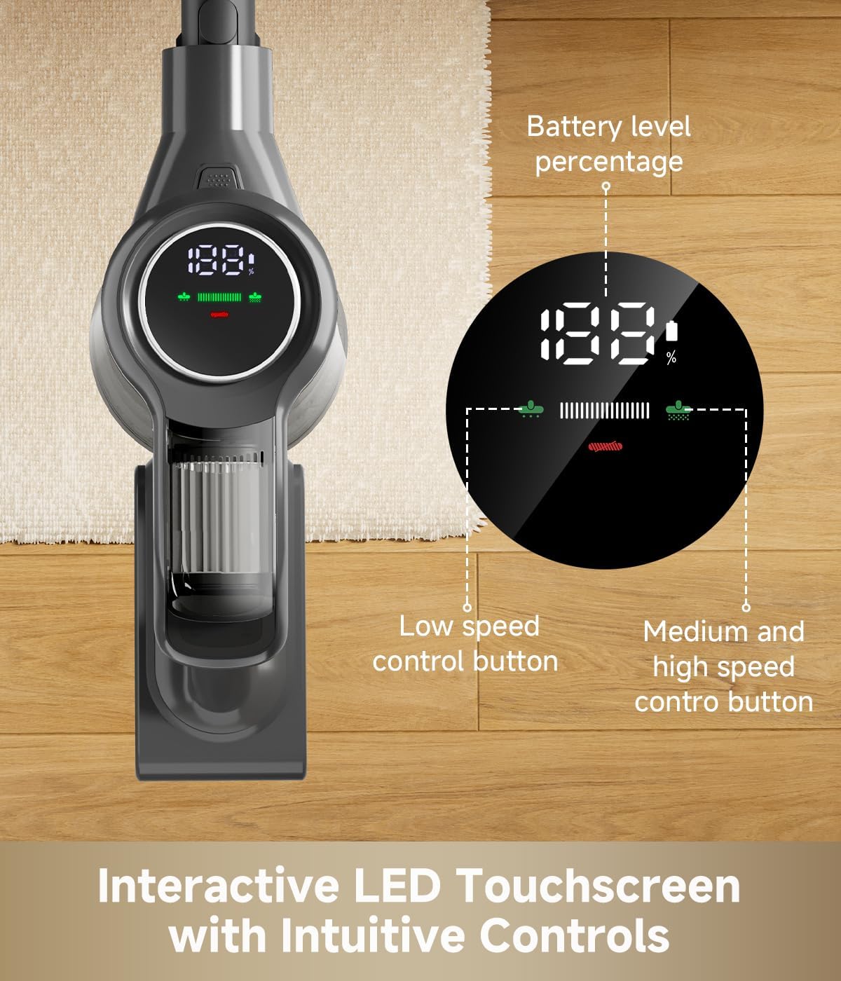 MOVA J30 Cordless Vacuum Cleaner,144AW Powerful Suction, 180° Folding Tube Cleans Corners, 4-in-1 Stick Vacuum, 60Min Runtime, Anti-Tangle Brush with Lights, Deep Clean Pet Hair, Hard Floor, Carpet