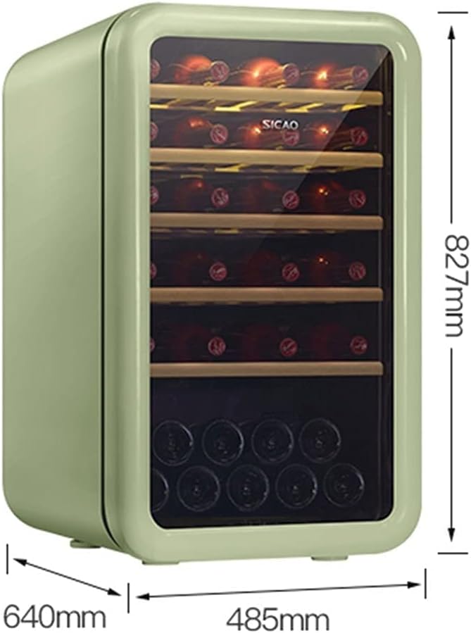 35-Bottle Wine Cooler, Home Independent Wine Cellar, Digital Display Constant Temperature Wine Cooler, Retro Refrigerator, Beverage Ice Bar, 48.5*64*82.7cm, Green
