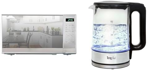 Total Chef 0.7 Cu Ft Microwave Oven + Total Chef Electric Glass Kettle 1.7 Liter