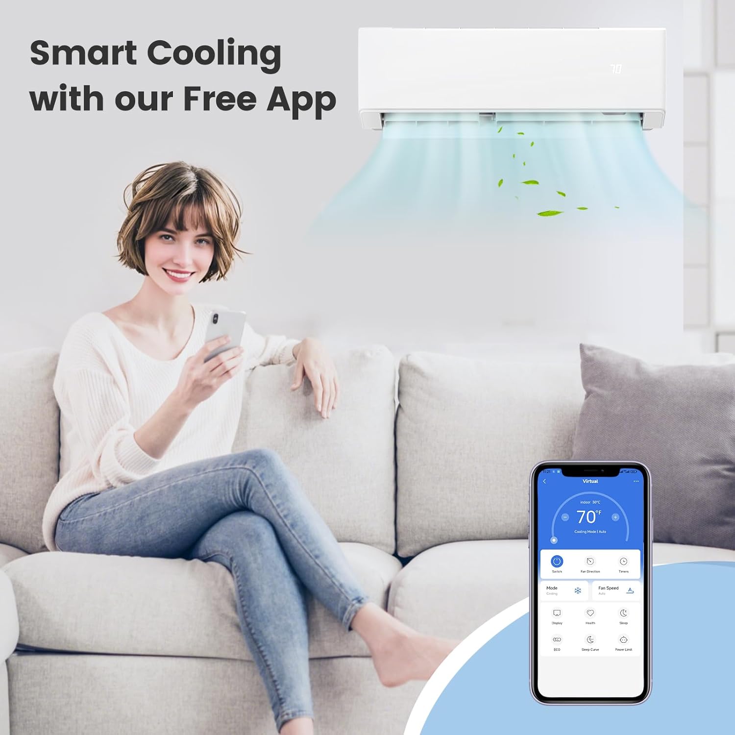 ARLIME Mini Split AC, 2 Zone 30000 BTU Wifi Enabled Air Conditioner & Heater, 23 SEER2, Energy Star, R32 Refrigerant, Inverter Wall AC Unit with Installation Kit, 208-230V (Dual Zone 12K+ 12K)