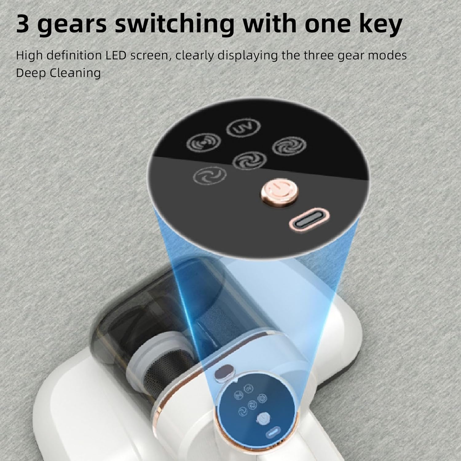 GOWENIC Bed Vacuum Cleaner, 10Kpa Handheld Mattress Vacuum Cleaner with 253.7nm Light and 400ml Dustbin, Widened Suction Port, Fit for Clean Up Bed, Pillows, Cloth Sofas, Carpets