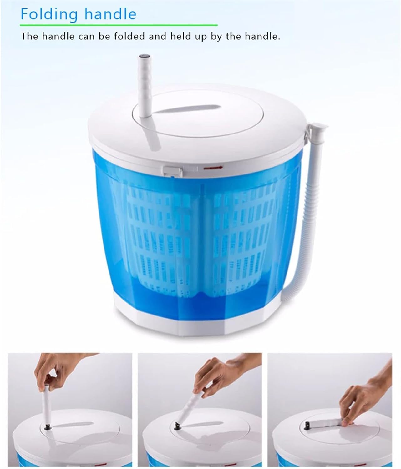 Portable Washing Machine, Hand Crank Washing Machine, 2 in 1 Manual Non-Electric Washing Machine with Folding handle, Compact Washer Spin Dryer, for Camping, Apartments, RV