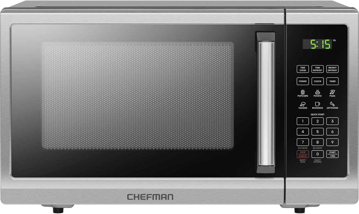 Chefman 0.9 Cu. Ft. 900W Microwave with 6 Presets, 1.8L 1500W Electric Kettle with Rapid Boil Technology and Blue LED Lights