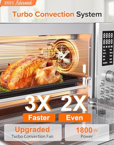 Nuwave Bravo Pro Smart 21QT Toaster Oven Air Fryer Combo, Convection Oven Countertop, 10 functions all in 1, with even & quick crisp technology, 50-450°F, 1800W, Stainless Steel