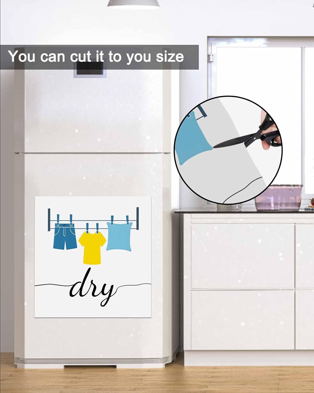 Dishwasher Magnet Cover, Laundry Room Dishwasher Lid Magnetic Kitchen Sticker, Modern Minimalist Drying Clothes Resuable Refrigerator Magnet Covers Panel Decal Fridge Kitchen Appliance 23''x26''