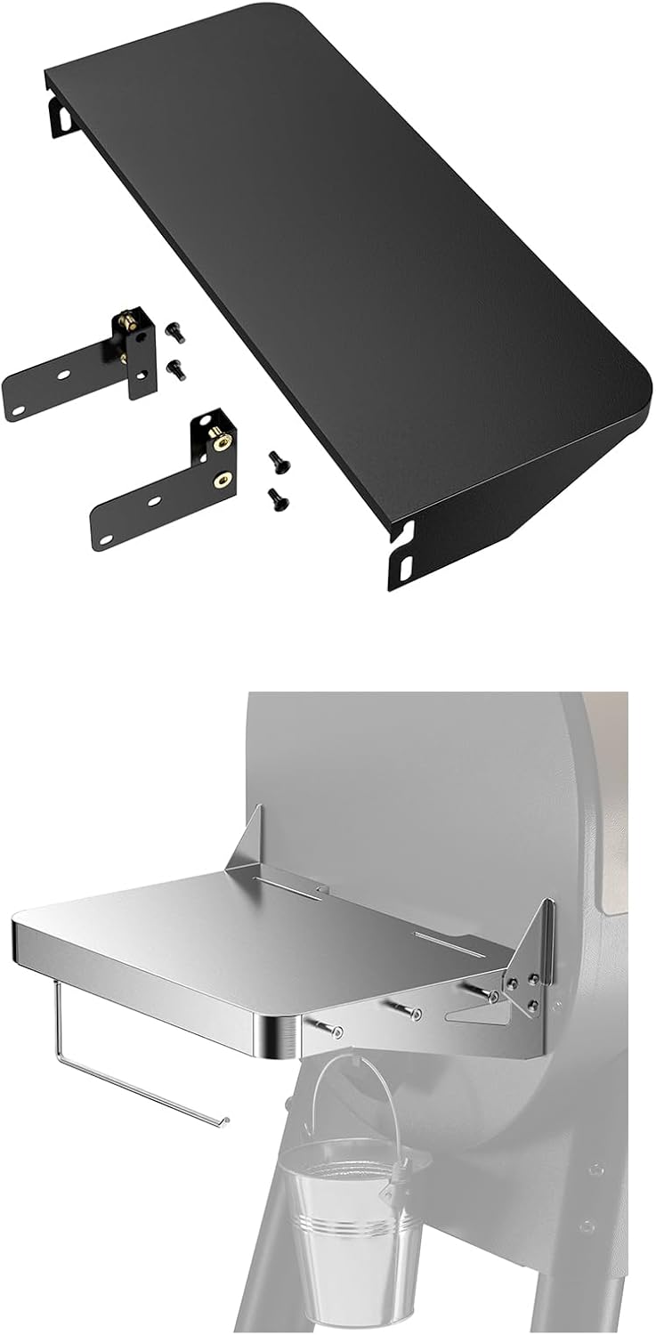 Stanbroil Folding Front Shelf and Stainless Grill Side Shelf Fits Traeger Pro 22, Pro 575, Grill Accessories to Add Storage Space