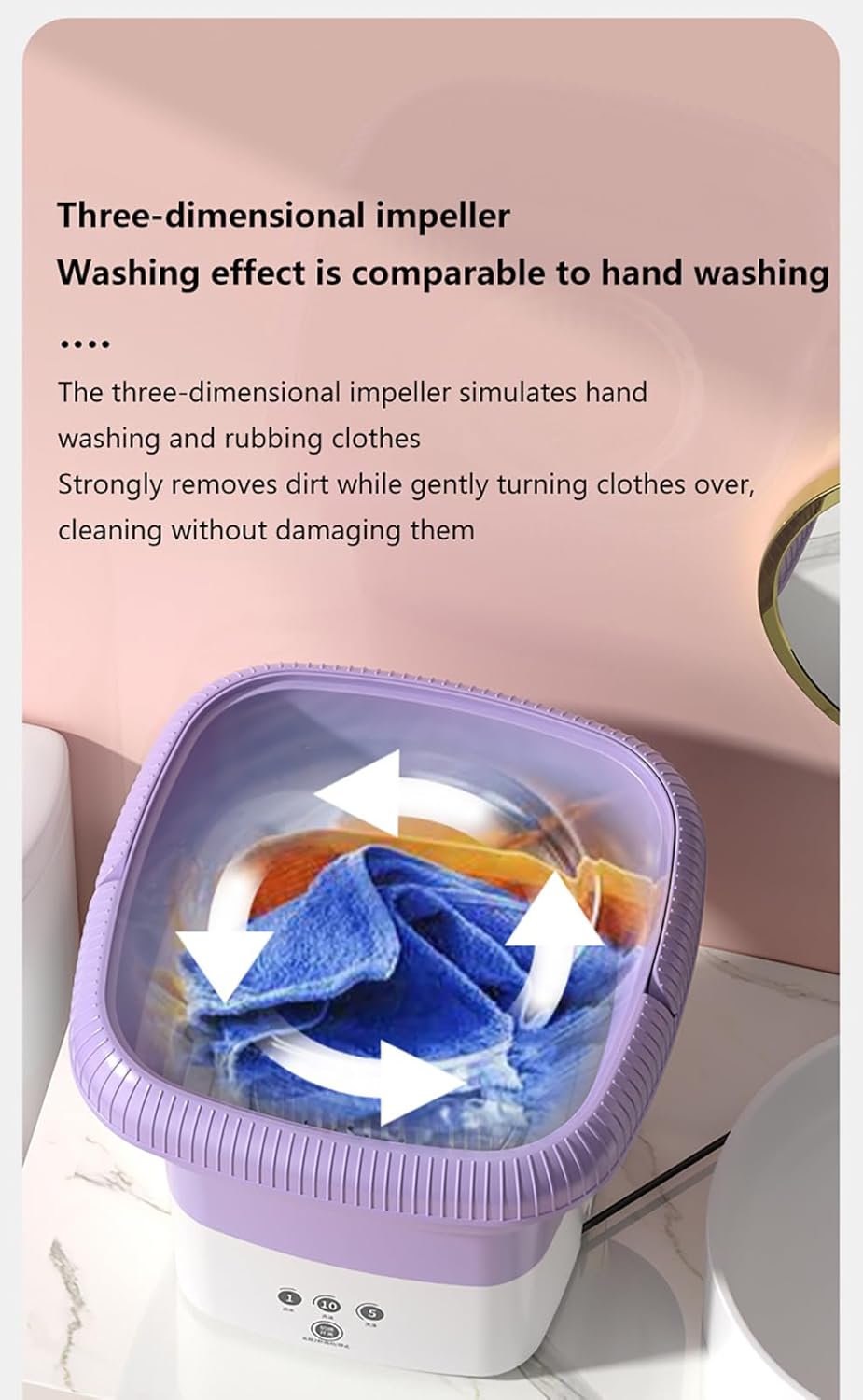 Portable Folding Washing Machine, Mini Portable Washer with Spin Dryer, Collapsible Laundry Machine for Travel & Apartments, Compact Washer for Baby Clothes & Delicates