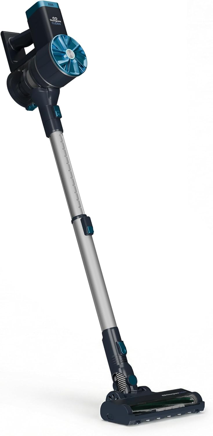 Strongcore Clean Cordless Vacuum Cleaner Rechargeable Battery, Multi-Tool Included Stick Vacuum with HEPA Filter, Self-Standing Design, LED Lights & Adjustable Handle for Home, Carpet and Hard Floors