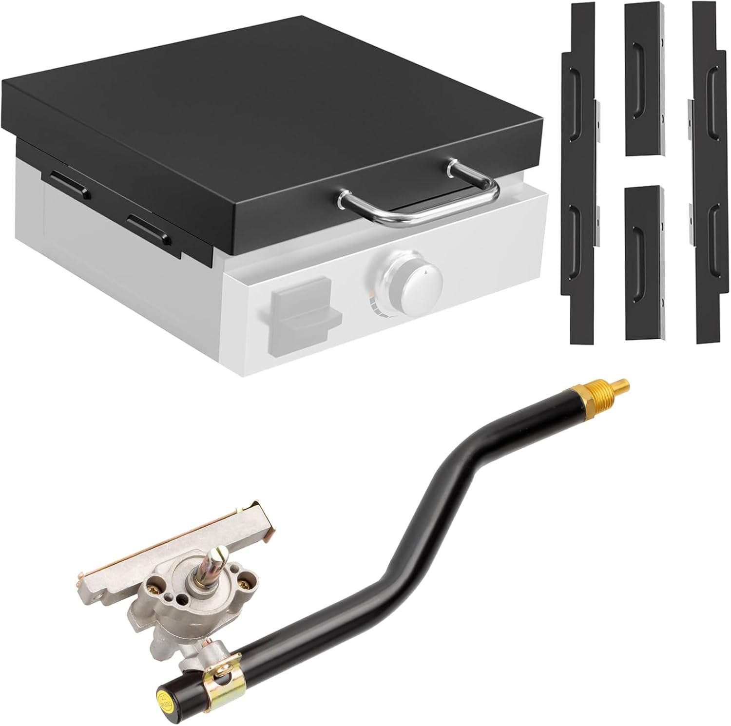 5010 Hard Cover Top Lid and Burner Valve with Gas Pipe for Blackstone 17 Inch Tabletop Griddle, Replacement for Blackstone17-inch Grills Accessory