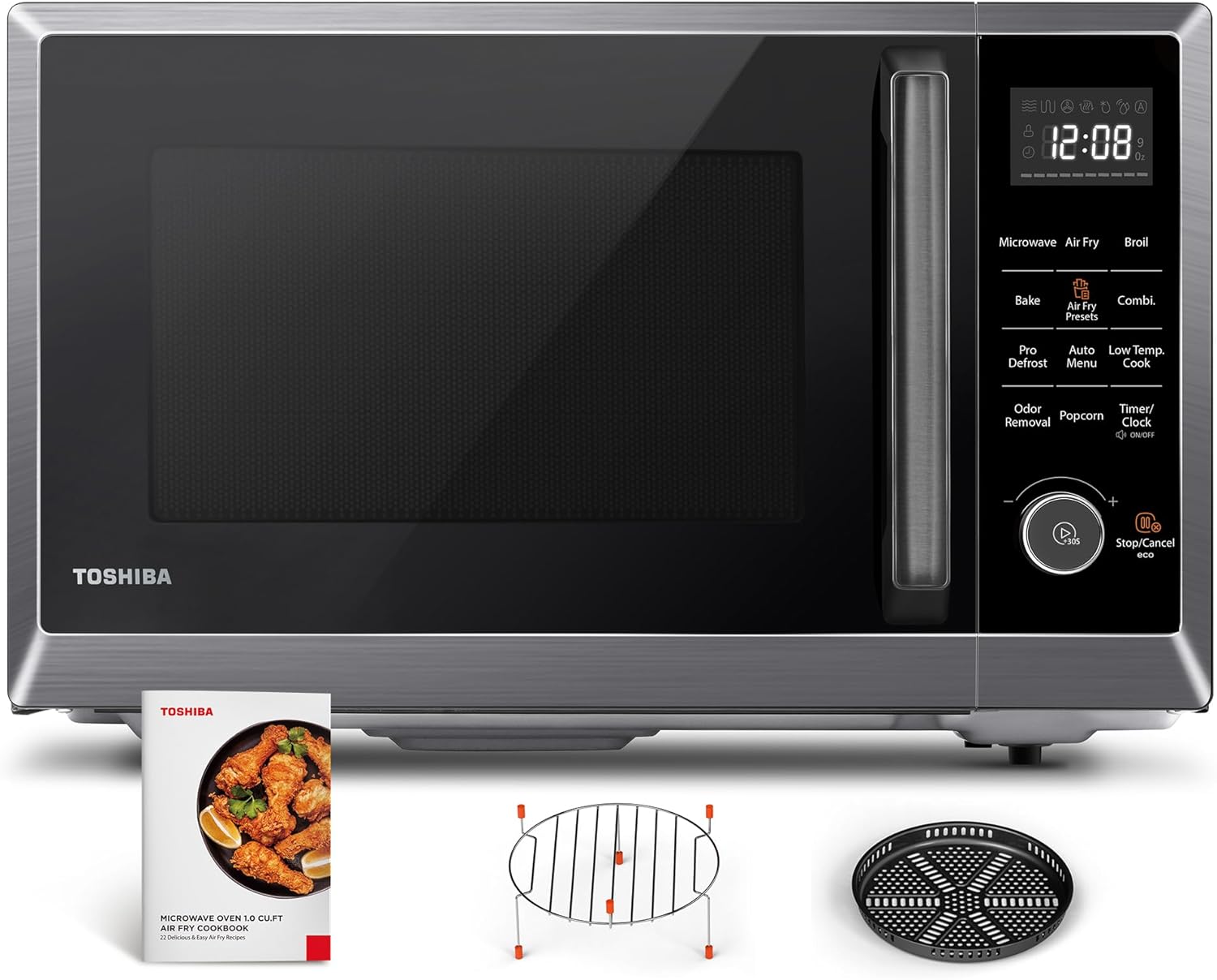 TOSHIBA Air Fryer Combo 8-in-1 Countertop Microwave Oven, Convection, Broil, Odor removal, Mute Function, 12.4