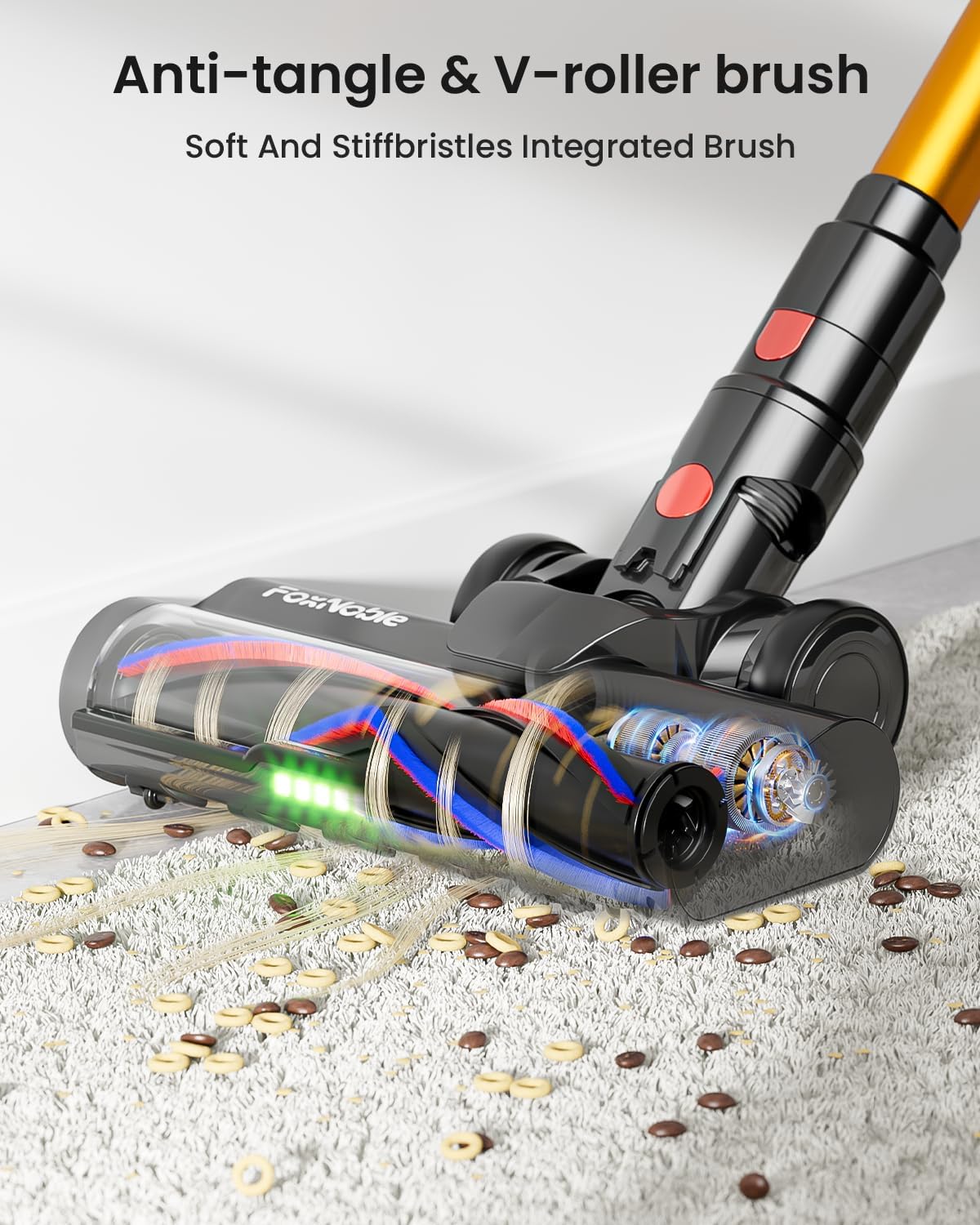 Cordless Vacuum Cleaner,55KPa 650W 65Mins Vacuum Cleaners for Home,Stick Vacuum with LED Display Anti tangle Brush and Self Standing Design,Vacuum Cleaner for Hardwood Floors,Carpet,Pet Hair,Car