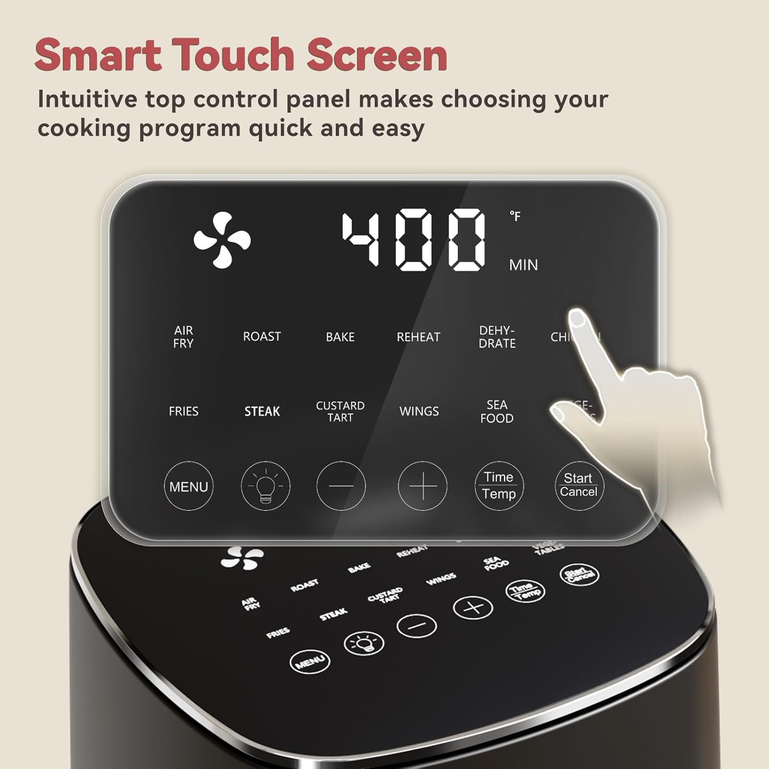 6QT Air Fryer with Viewing Window, 12 Cooking Presets, 1700W Fast & Even Cooking, Max 400℉ Crisping, Bake, Roast, Reheat & Dehydrate, Large Nonstick Basket, Dishwasher Safe