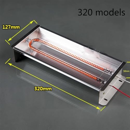 AVIMYA Microwave oven halogen tube1000W different length heater electric element Carbon fiber barbecue heating tube with Lampshade (Color : 1200W, Size : L320 models)