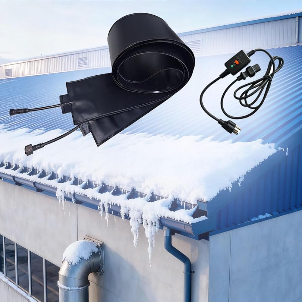 Heated Snow Melting Mats,Gutter Heaters,Heater Ice Dam Prevention Heated Outdoor Mats,Max Temperature Of 45°C, 12 cm Wide Design,for Roof Gutters And Factory/Warehouse