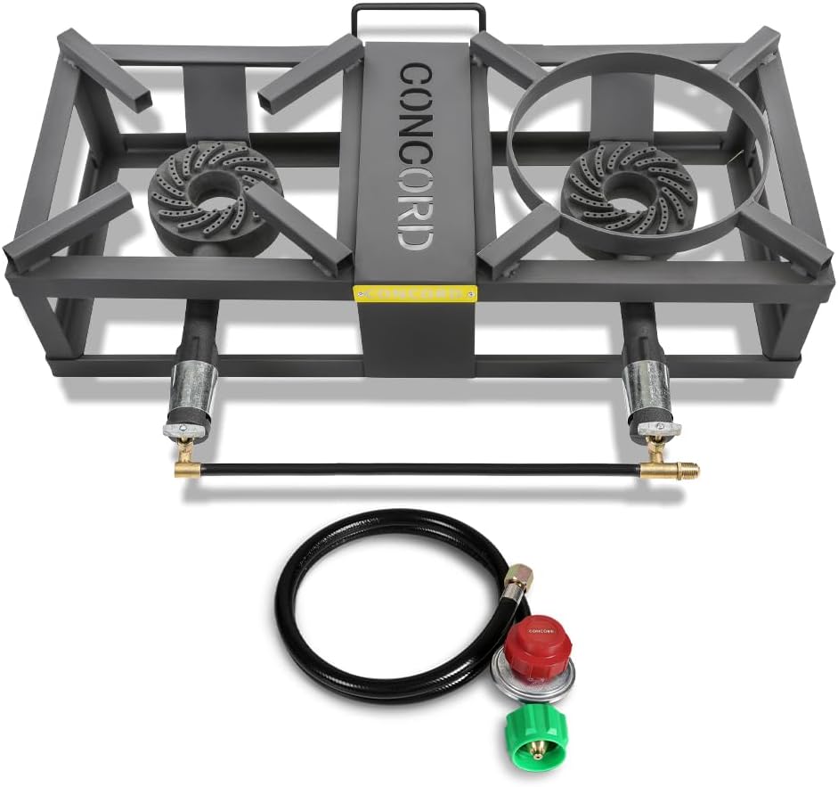 CONCORD THE BLOCK BURNER MAX Double Propane Outdoor Burner. 200,000 Total BTU. Wok Burner. Great for Home Brewing, Stir Frying, Camping, Tailgating, and More!