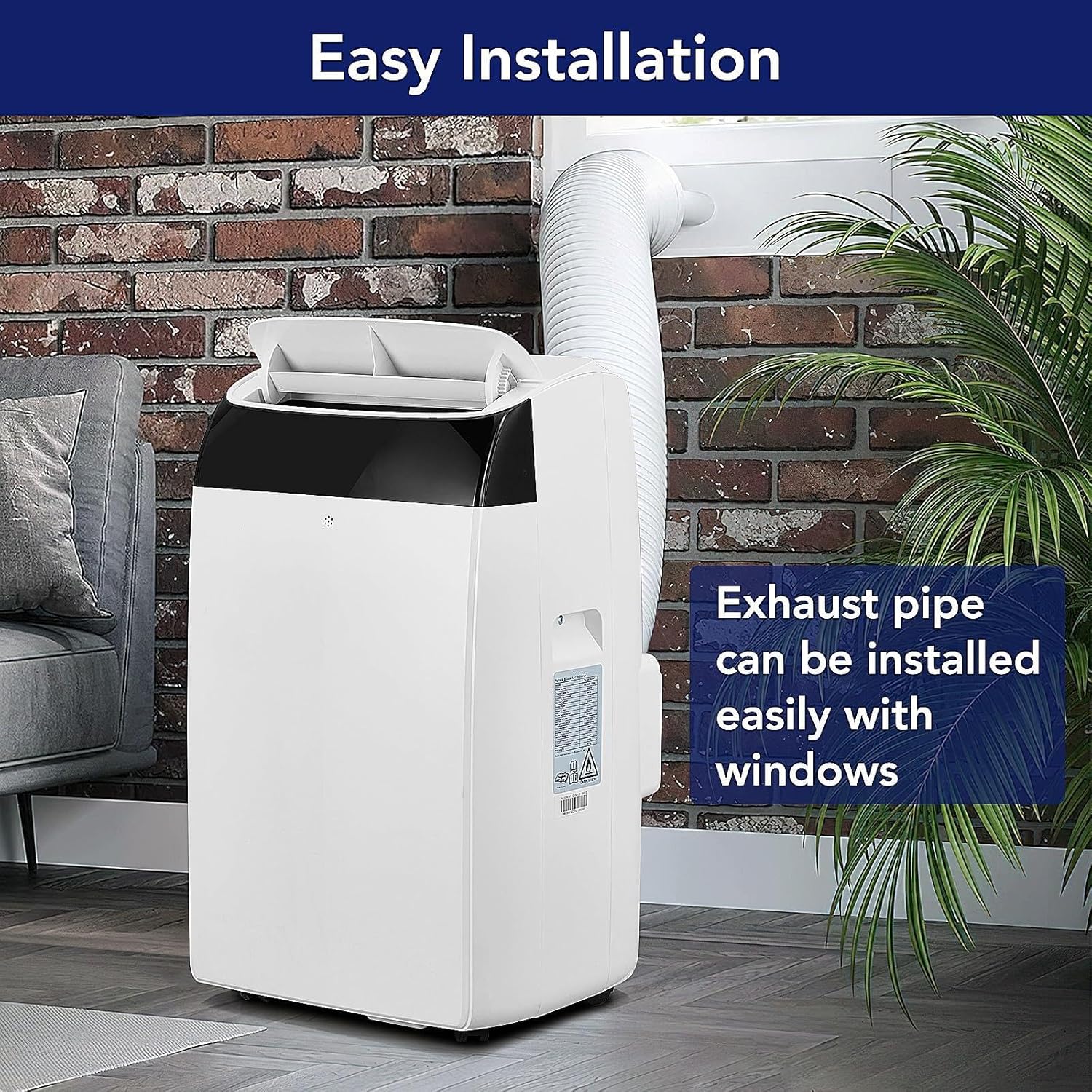 12,000 BTU Portable Air Conditioner - Powerful Cooling up to 550 Sq.Ft, 3-in-1 AC Unit with Dehumidifier & Fan Mode, Energy Saving, Ultra-Quiet, LED Display & Remote Control