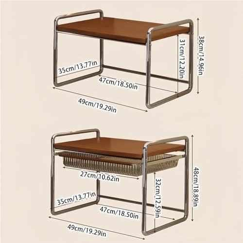 Wood Microwave Oven Rack, Metal Over The Microwaves Shelf with Storage, Kitchen Storages Shelves for Home, Office(18.89in)
