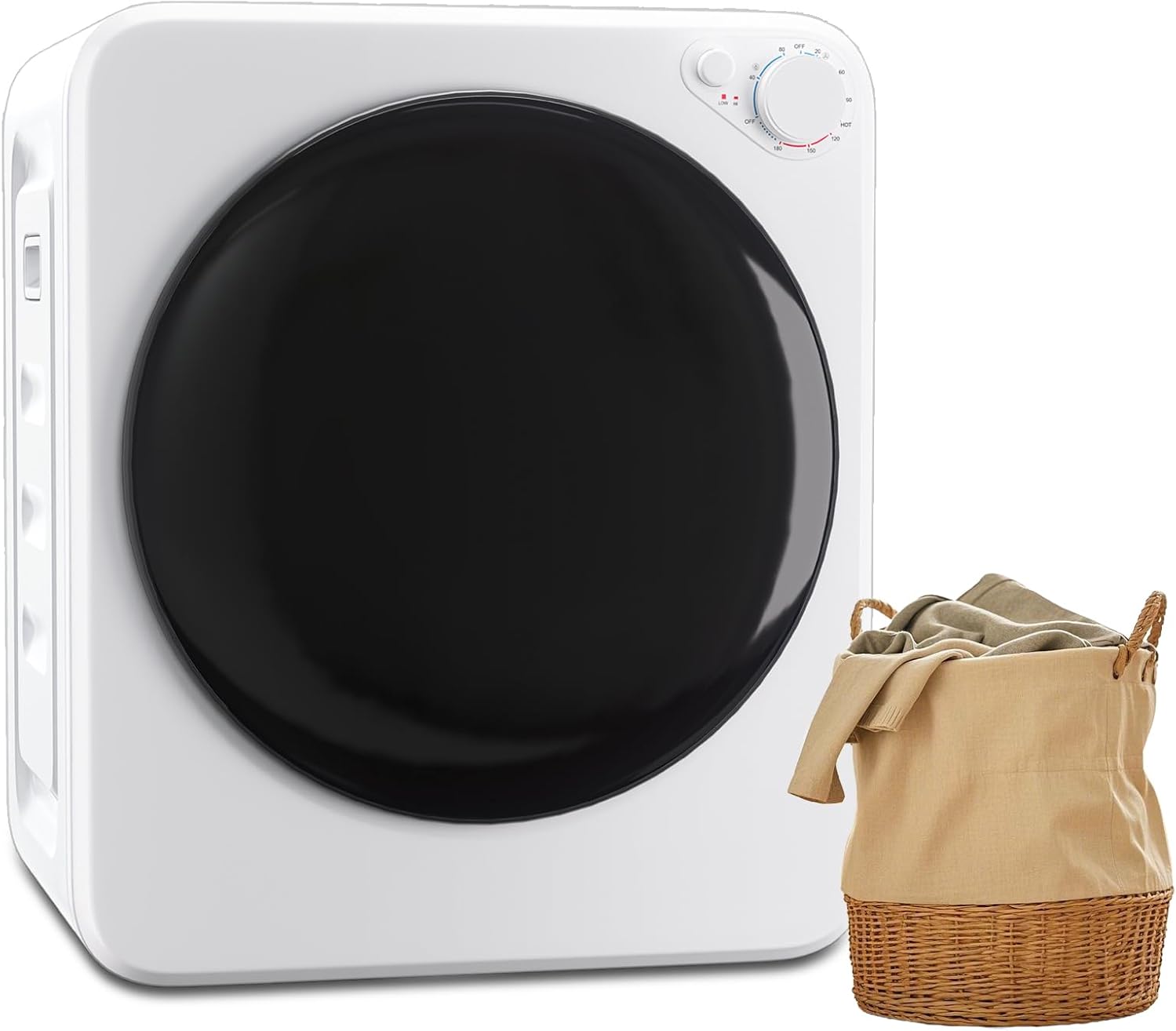 1.8 cu.ft Portable Clothes Dryer, 800W Compact Dryer with Stainless Steel Tub, 5 Modes Auto Stop & Easy Control Electric Dryers, Ideal for Laundry, Apartments, Dorms, RVs, White