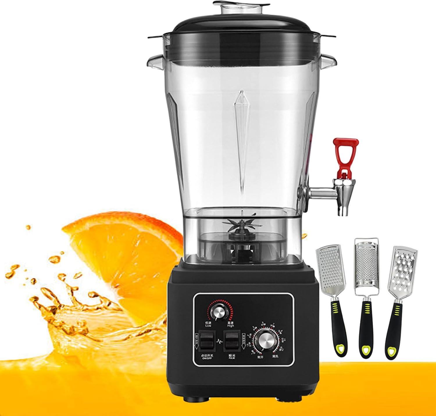 2900w Blender - Kitchen Smoothie Mixer, Commercial Food Processors Juice Blender with Soundproof Sleeve, Electric Beverage Machine for Fruit 11l/15l/19l with Spout 45000rpm Black,15L