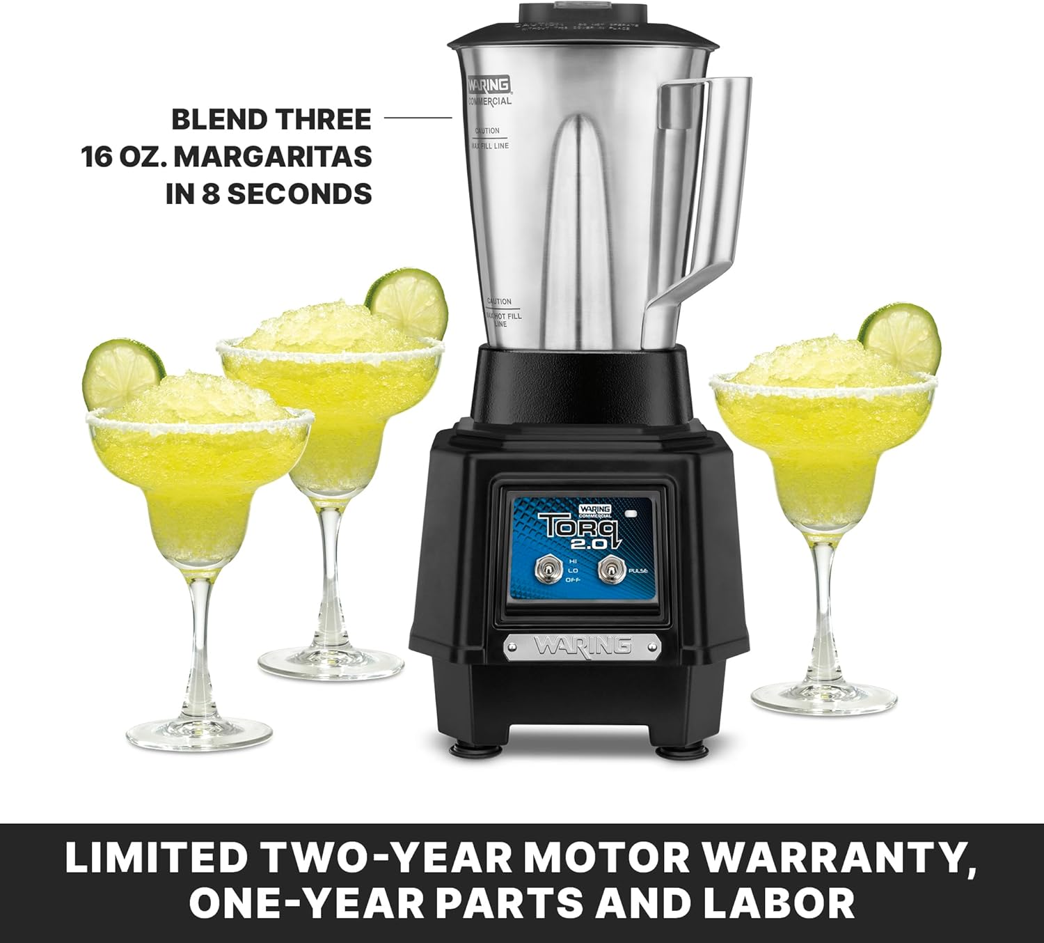 Waring Commercial TBB145S4 TORQ 2 Horsepower Blender, 2 Speed Toggle Switch Controls, with 48 oz. BPA Free Container, 120V, 5-15 Phase Plug