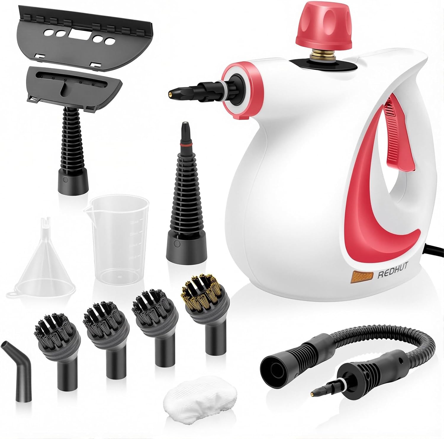 Steam Cleaner, Pressurized Handheld Steam Cleaner with 12 PCS Accessories, Multi-Surface Steamer for Home Cleaning, Floor, Tile, Upholstery, Kitchen, Bathroom, Car Interior Cleaning (Red)