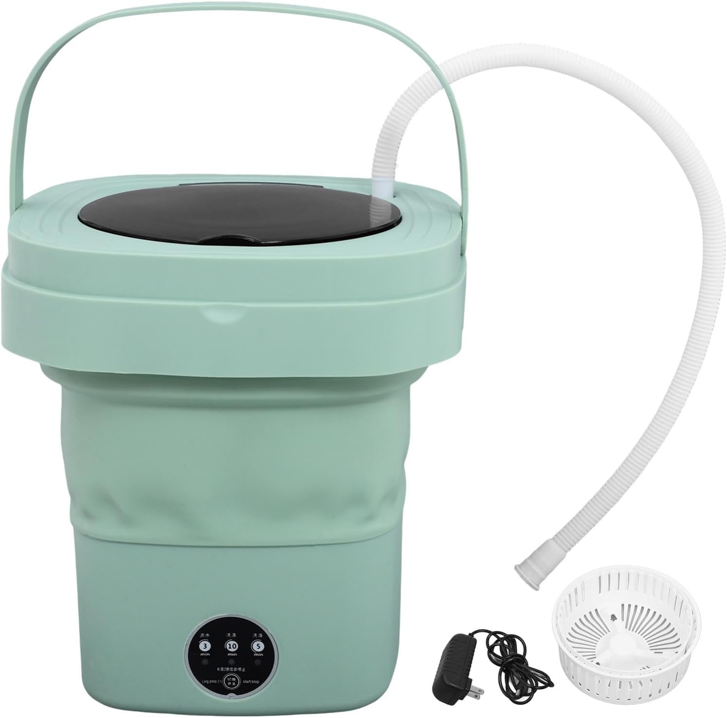 Portable Mini Folding Washing Machine for Travel Compact Capacity Drain Basket for Small Loads Rvs Apartments and Camping Use