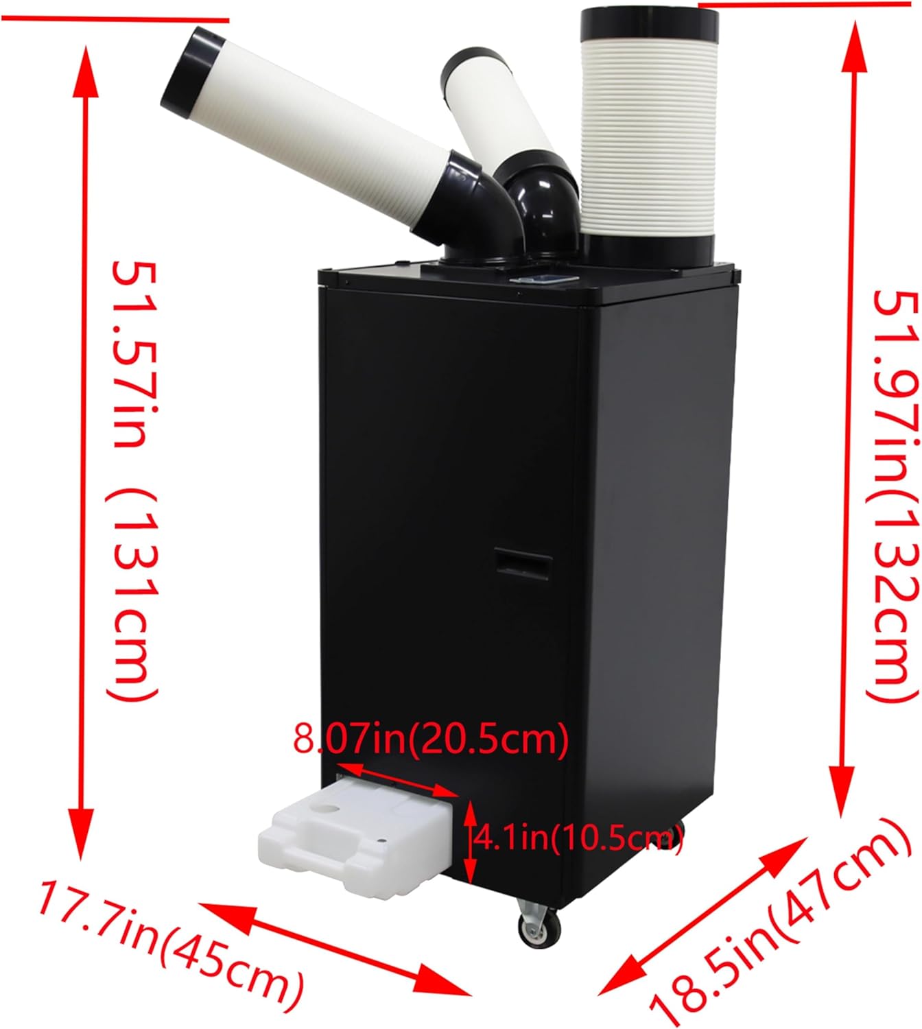 110V Industrial Portable Conditioner Air Flow 550m³/h with Wheels 5L Tank Double Outlet Commercial Spot Cooler Adjustable Air Outlet Ideal for Insititute Workshops Outdoor Events 1100W