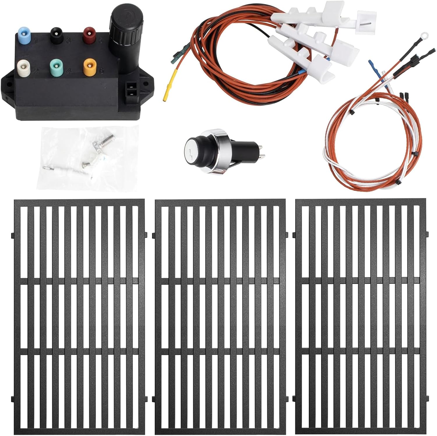 DELSbbq 67533 Grill Igniter Kit & 66097 Grill Cooking Grates for Weber Genesis II 400 Series Gas Grills, Replacement Parts for Weber Genesis II E-435 S-435 Series Model