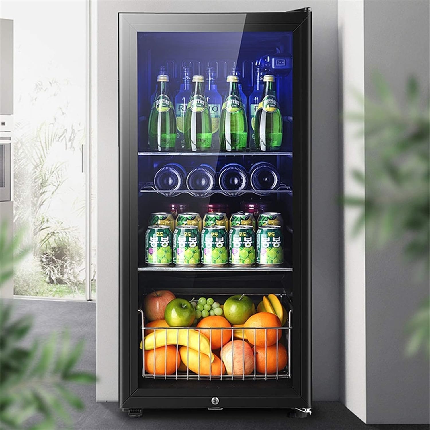 Compressor Wine Cabinet Refrigerator, Large Independent Wine Cellar, Adjustable Refrigerator, Energy-Saving Silent Beverage Cooler, Glass Door
