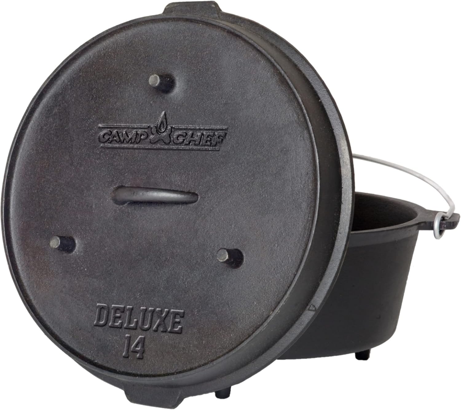 Camp Chef 14-inch Cast Iron Dutch Oven, Lid, and Lid Lifter ,Black/Cast Iron